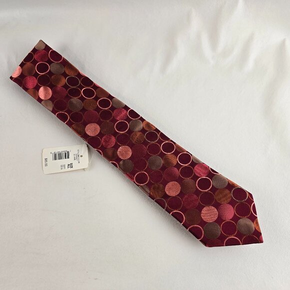 Ted Baker London Tie Mens Red Silk Necktie Geometric Dot Circle Pattern Retro - Picture 2 of 8